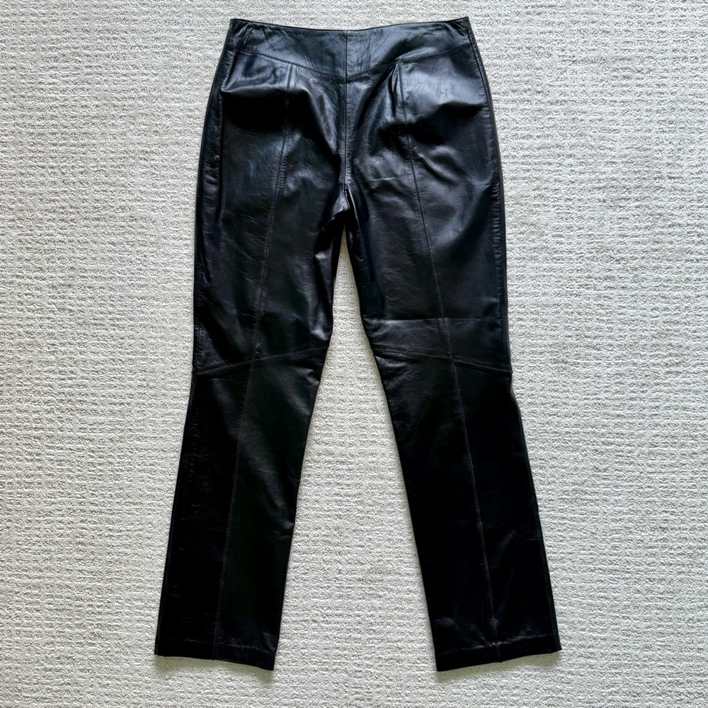 NINE WEST | Vintage Black 100% Genuine Leather Pants Sz 4 - Picture 2 of 5